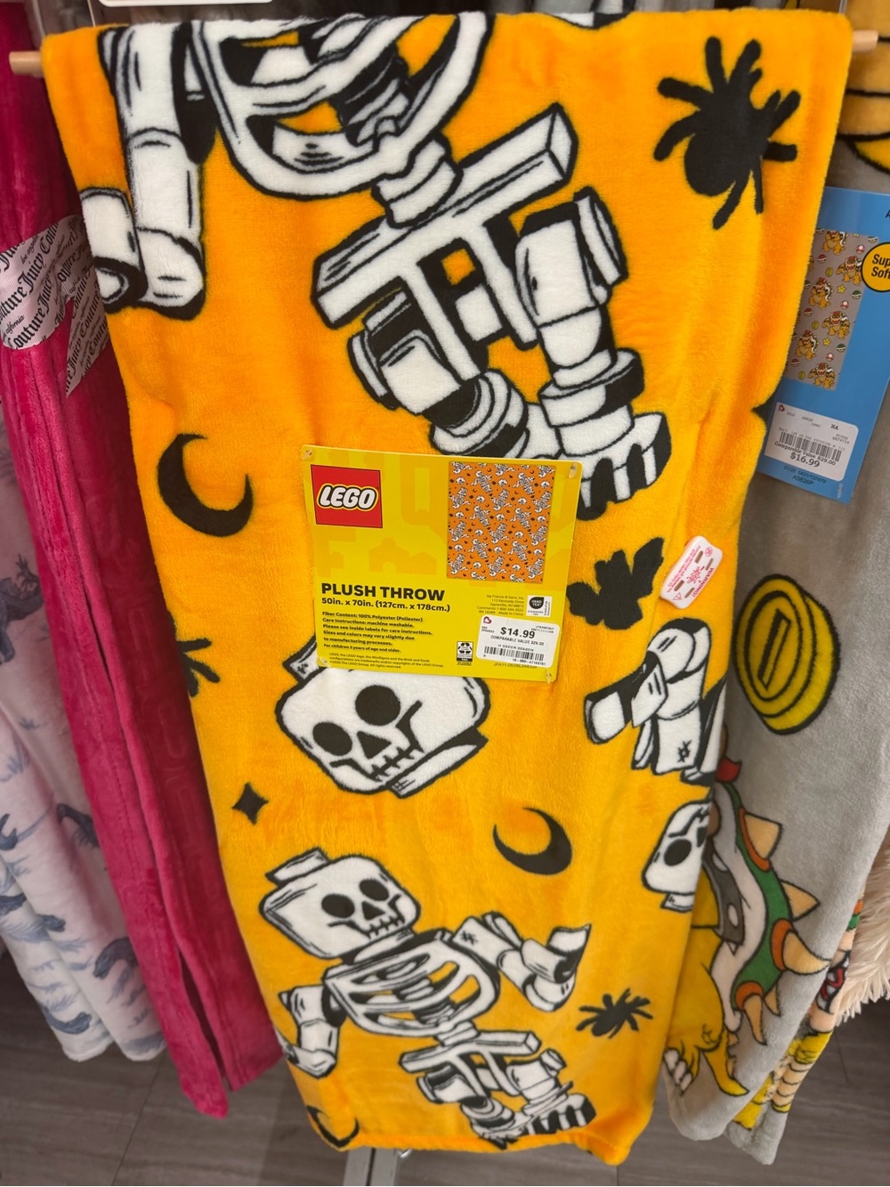 Lego Bright Yellow Skeleton Fleece Throw